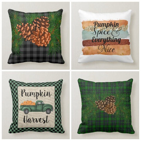 Fall Trend Pillow Cover|Autumn Cushion Case|Orange Pumpkin Throw Pillow|Pinecones Home Decor|Housewarming Farmhouse Autumn Pillow Case
