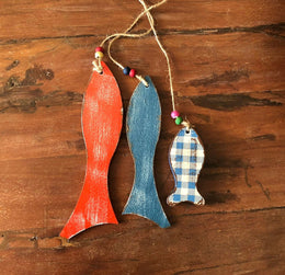 Set of 3 Hand Painted Fishes|Wooden Decor|Custom Wall Decor|Acrylic Painting|Original Home Decor|Ornament|Handmade Art|Housewarming Gift