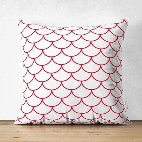 Roof Tile Pattern Pillow Cover|Geometric Design Suede Pillow Case|Decorative Pillow Case|Single Color Home Decor|Seamless Style Pillow Case