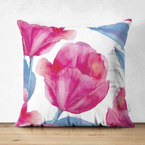 Floral Pillow Cover|Summer Trend Cushion Case|Flower Painting Home Decor|Decorative Floral Suede Cushion Cover|Digital Print Cushion Case