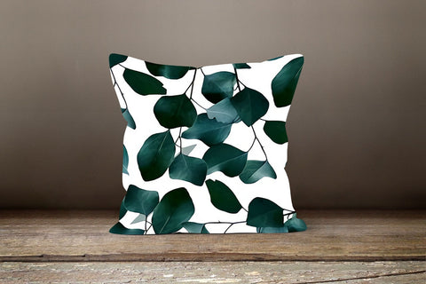 Tropical Plants Pillow Cover|Green Leaves Pillow Cover|Floral Cushion Case|Decorative Pillow Case|Green and White Pillow|Summer Trend Pillow