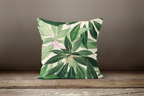 Tropical Plants Pillow Cover|Green Leaves Pillow Cover|Floral Cushion Case|Decorative Pillow Case|Green and White Pillow|Summer Trend Pillow
