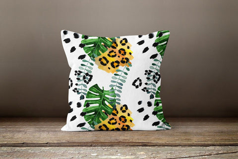 Tropical Plants Pillow Cover|Leaves Pillow Cover|Floral Cushion Case|Decorative Pillow Case|Leaf Drawing Pillow Cover|Summer Trend Pillow