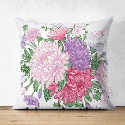 Floral Pillow Cover|Summer Trend Cushion Case|Pinky Flowers Home Decor|Heartwarming Floral Suede Cushion|Digital Print Spring Trend Decor