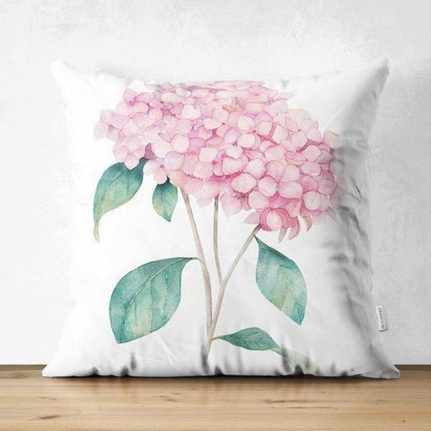 Floral Pillow Cover|Summer Trend Cushion Case|Pale Color Flowers Home Decor|Heartwarming Floral Suede Cushion|Hydrangea Flower Pillow Case