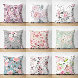 Floral Pillow Cover|Summer Trend Cushion Case|Powder Pink Home Decor|Heartwarming Floral Suede Cushion|Digital Print Square Pillow Case