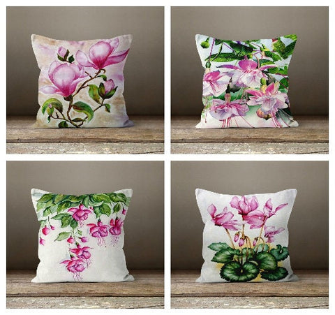 Floral Pink Pillow Cover|Summer Cushion Case|Decorative Outdoor Throw Pillow|Bedding Home Decor|Housewarming Farmhouse Style Pillow Case