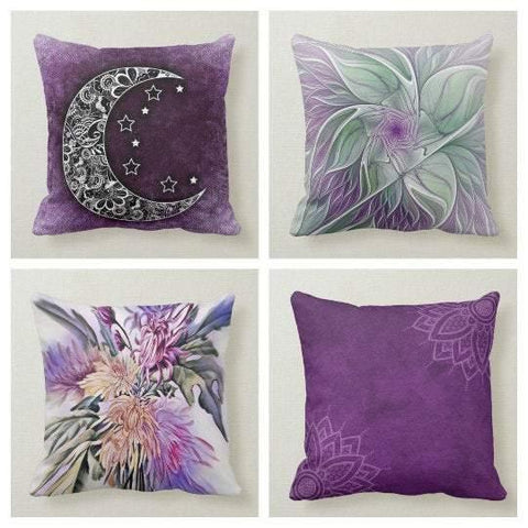 Purple Pillow Cover|Floral Throw Pillow|Summer Cushion Cover|Decorative Purple outdoor pillow|Bedding Home Decor|Housewarming Pillow Case