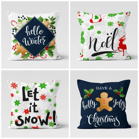 Christmas Pillow Covers|Hello Winter Decor|Let It Snow Pillow Case|Xmas Gift Ideas|Housewarming Gift|Christmas Flower Decor|Winter Pillow