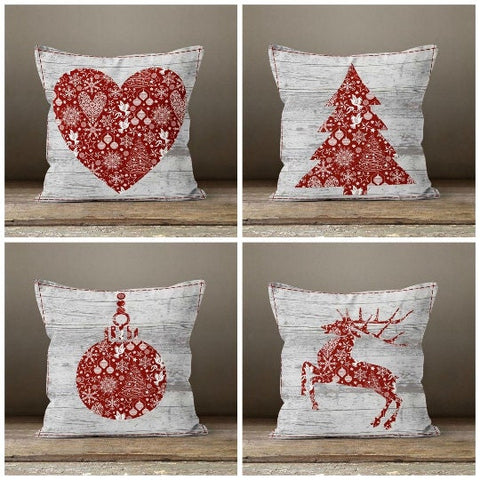 Christmas Pillow Covers|Red Xmas Decor|Winter Pillow Case|Xmas Gift İdeas|Outdoor Pillow Cover|Housewarming Gift|Xmas Deer Tree Decor