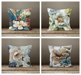 Floral Watercolor Pillow Cover|Colorful Flowers Cushion Case|Housewarming Throw Pillow|Boho Bedding Home Decor|Decorative Outdoor Pillow Top