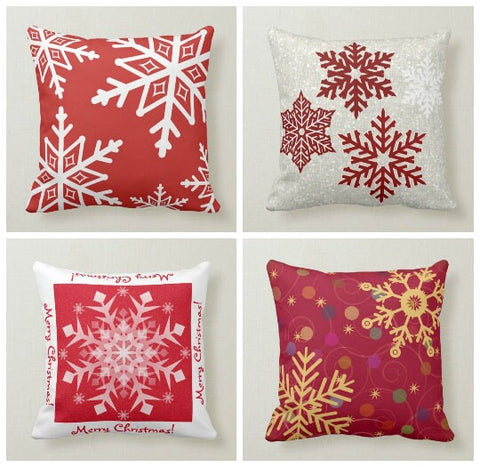 Christmas Pillow Cover|Christmas Cushion Case|Decorative Winter Pillowcase|Red Xmas Home Decor|Xmas Gift Ideas|Snowflake Pillow Cover