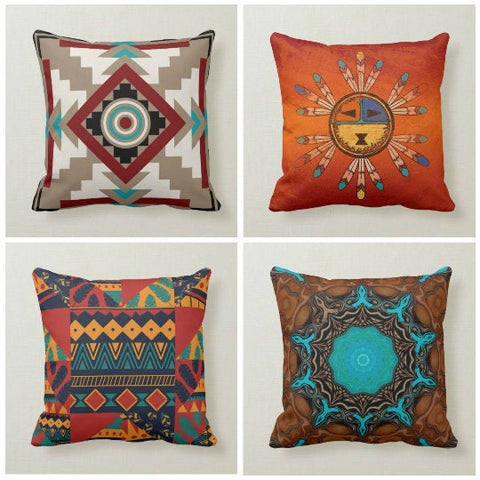 Rug Design Pillow Cover|Terracotta Southwestern Cushion Case|Decorative Pillow Case|Aztec Home Decor|Farmhouse Decor|Geometric Pillow Case