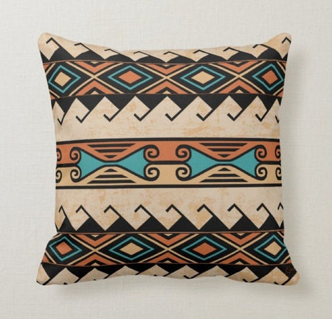 Rug Design Pillow Cover|Southwestern Cushion Case|Brick Color Pillow Case|Aztec Print Ethnic Home Decor|Terracotta Tribal Geometric Pillow