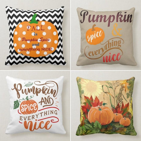 Fall Trend Throw Pillow Top|Autumn Cushion Case|Orange Pumpkin Spice Pillow|Halloween Home Decor|Housewarming Farmhouse Style Pillow Case