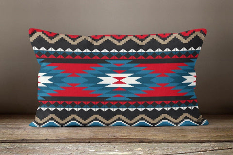 Rug Design Pillow Cover|Terracotta Southwestern Cushion Case|Rectangle Aztec Print Ethnic Home Decors|Farmhouse Style Geometric Pillow Case