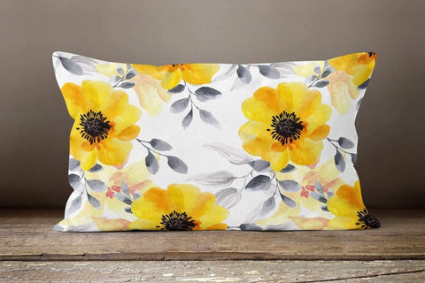 Floral Pillow Cover|Summer Trend Throw Pillow Case|Rectangle Pillow Case|Yellowish Flowers Pillow Cover|Housewarming Floral Cushion Case