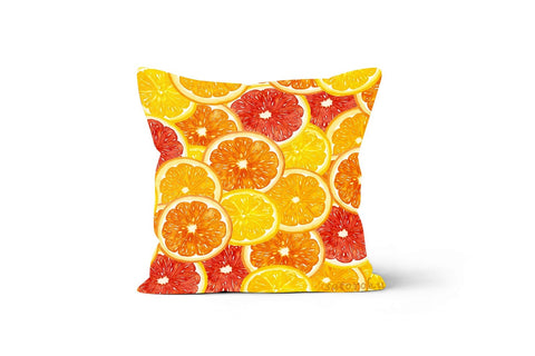 Mandarin Pillow Cover|Decorative Authentic Mandarin Slice Cushion|Orange Home Decor|Housewarming Striped Citrus|Farmhouse Floral Pillow Case