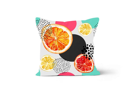 Mandarin Pillow Cover|Decorative Authentic Mandarin Slice Cushion|Orange Home Decor|Housewarming Striped Citrus|Farmhouse Floral Pillow Case