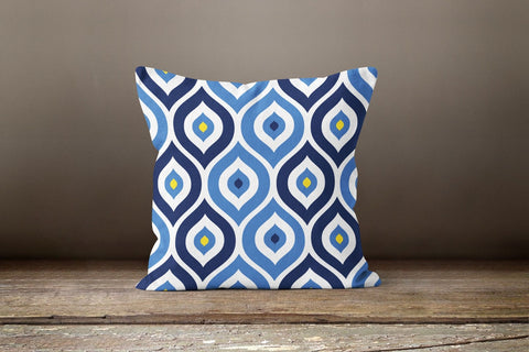 Evil Eye Pillow Cover|Blue IKAT Suzani Cushion Case|Good Luck Home Decor|Protection Amulet Throw Pillow Case|Nazar Bead on Tree Pillow Top