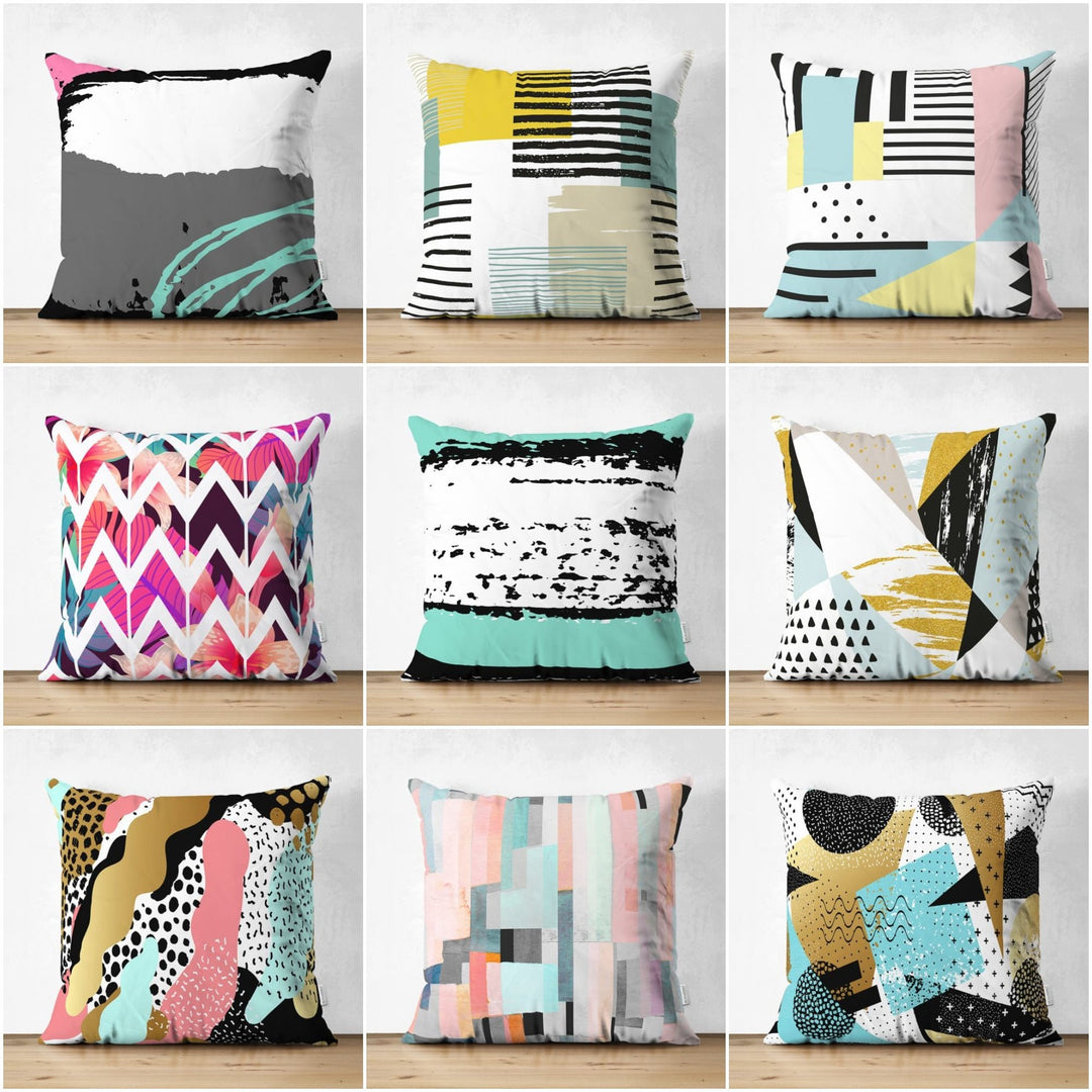 Abstract Pillow Cover|Modern Design Suede Pillow Case|Abstract Multicolor Decor|Decorative Pillow Case|Farmhouse Style Authentic Pillow Case