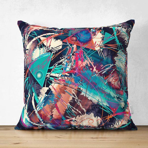 Abstract Pillow Cover|Modern Design Suede Pillow Case|Vivid Colors Home Decor|Decorative Pillow Case|Farmhouse Style Authentic Pillow Case