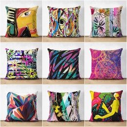 Abstract Pillow Cover|Modern Design Suede Pillow Case|Colorful Home Decor|Decorative Pillow Case|Farmhouse Style Authentic Pillow Case