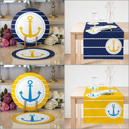 Nautical Placemat & Table Runner|Nautical Table Top|Set of 2 Nautical Supla Table Mat|Round American Service Dining Underplate and Coasters