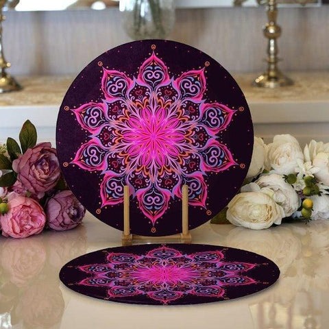 Tiled Mandala Placemat & Table Runner|Tiled Mandala Table Top|Set of 2 Supla Table Mat|Round American Service Dining Underplate and Coasters