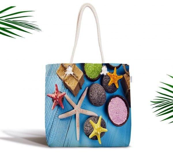 Coastal Shoulder Bag|Colorful Starfish Fabric Handbag|Seashells Handbag|Marine Beach Tote Bag|Digital Print Messenger Bag|Summer Trend Bag