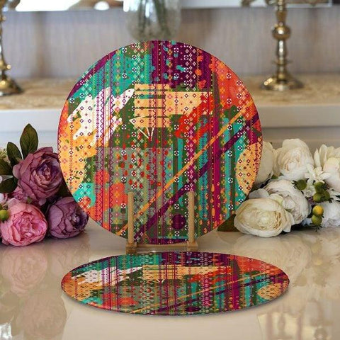Abstract Placemat|Set of 2 Abstract Supla Table Mat|Round American Service Dining Underplate|Abstract Coasters|Dining Accessory Supla
