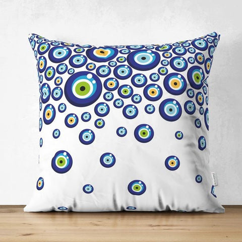 Evil Eye Pillow Cover|Turkish Greek Blue Evil Eye Cushion Case|Good Luck Home Decors|Protection Amulet Throw Pillow|Nazar Bead Boho Bedding