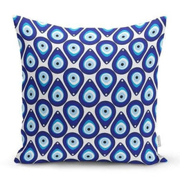Evil Eye Pillow Cover|Turkish Greek Blue Evil Eye Cushion Case|Protection Amulet Throw Pillows|Nazar Bead Boho Bedding|Good Luck Home Decor