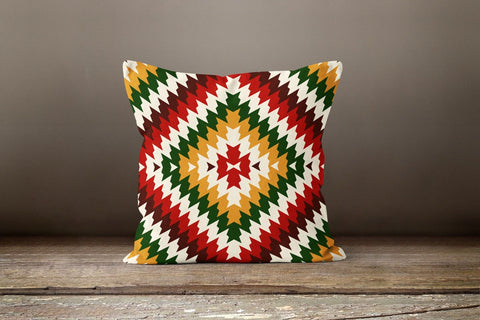 Rug Design Pillow Cover|Southwestern Cushion Case|Decorative Turkish Kilim Pillow Top|Ethnic Home Decor|Aztec Print Authentic Pillowcase