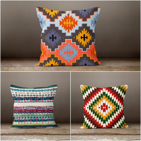 Rug Design Pillow Cover|Southwestern Cushion Case|Decorative Turkish Kilim Pillow Top|Ethnic Home Decor|Aztec Print Authentic Pillowcase