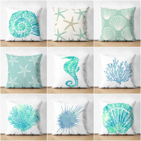 Beach House Pillow Case|High Quality Coastal Cushion Case|Seashell Throw Pillow Top|Summer Trend Sea Urchin Pillow|Coastal Lumbar Pillow