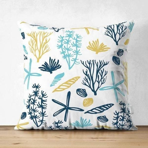 Beach House Pillow Cover|High Quality Suede Coastal Cushion Case|Decorative Sea Creatures Pillow|Summer Trend Pillow|Coastal Home SKU1450