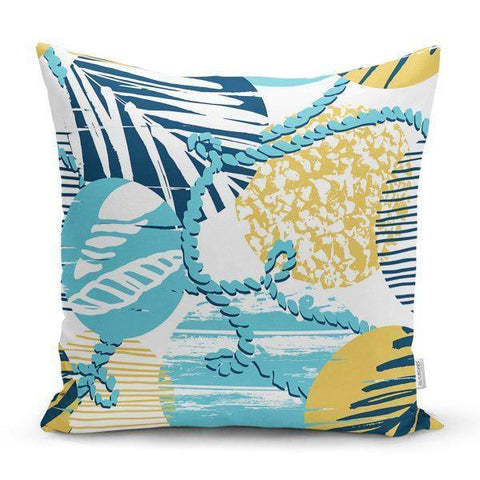 Beach House Pillow Covers|Coastal Pillow Case|Navy Marine Pillow|Decorative Nautical Cushion|Bluish Coral Seashell Starfish Pillow Cover