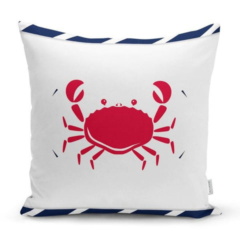 Beach House Pillow Covers|Coastal Pillow Case|Yacht Anchor Pillow|Decorative Nautical Cushion|Coral Seashell Seahorse Crab Fish Throw Pillow