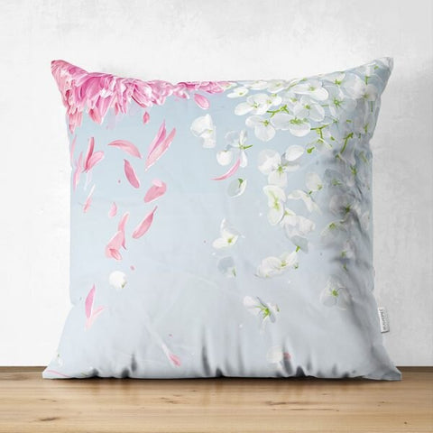 Floral Pillow Cover|Summer Trend Cushion Case|Pinky and Gray Floral Decor|Decorative Suede Floral Cushion Cover|Digital Print Spring Trend