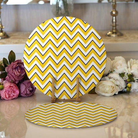 Zig Zag Pattern Placemat|Set of 2 Zig Zag Pattern Supla Table Mat|Decorative Round American Service Dining Underplate|Colorful Coasters