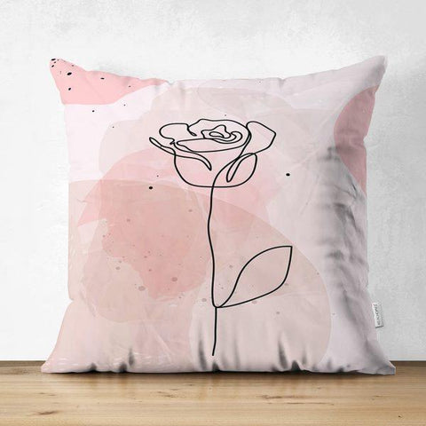 Abstract Pillow Cover|High Quality Suede Onedraw Cushion Case|Decorative Flower Drawing Pillow Cover|Modern Style Silhouette Cushion Cover