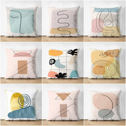 Abstract Pillow Cover|High Quality Suede Onedraw Cushion Case|Decorative Abstract Drawing Pillow Cover|Modern Style Silhouette Cushion Cover