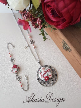 Floral Embroidered Necklace|Custom Personalized Embroidery Jewelry|Vintage Embroidered Pendant, Bracelet|Unique Jewelry gift|Wedding Gift