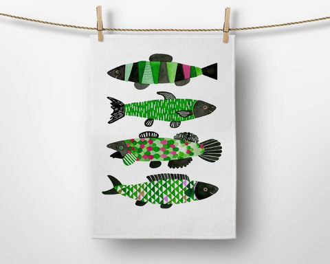 Fish and Seafood Print Kitchen Towel