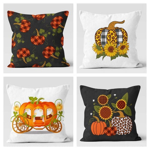 Fall Trend Pillow Cover|Autumn Cushion Case|Orange Pumpkin Throw Pillow|Thanksgiving Hello Fall Home Decor|Housewarming Sunflower Pillow