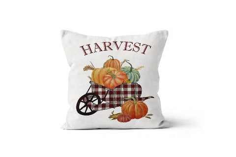 Fall Trend Pillow Cover|Autumn Cushion Case|Orange Pumpkin Throw Pillow|Halloween Harvest Home Decor|Housewarming Squirrel and Acorn Pillow