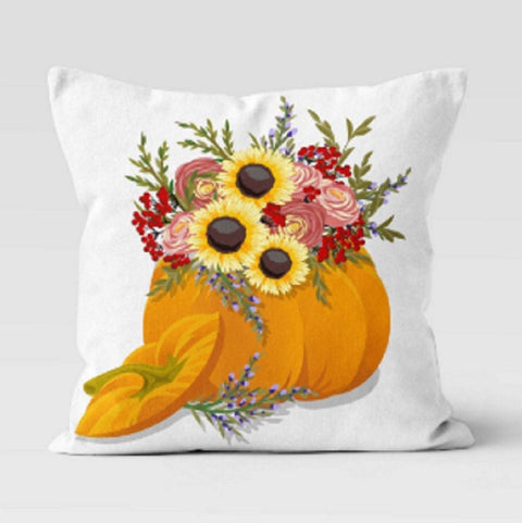 Fall Trend Pillow Cover|Autumn Cushion Case|Orange Pumpkin Throw Pillow|Thanksgiving FallHome Decor|Housewarming Sunflower Pillow Cover