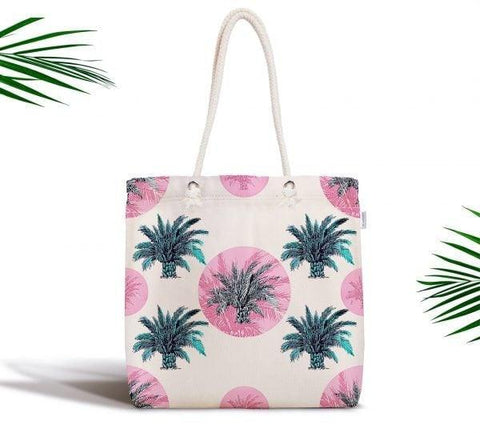 Palm Tree Shoulder Bag|Floral Fabric Handbag with Gray Green Yellow Palm Tree|Floral Beach Tote Bag|Summer Trend Messenger Bag|Gift for Her