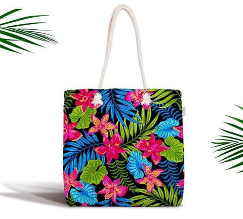 Floral Shoulder Bag|Fabric Handbag with Flowers|Vibrant Colors Beach Tote Bag|Summer Trend Colorful Flowers Messenger Bag|Gift for Her